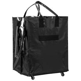 FAHKNS Reusable Grocery Bags On Wheels, Portable Rolling Tote Bag for Groceries, Folding Shopping Bag with Bottom Wheel and Handle for Travel, Laundry and Picnic, Support Up to 88 LBS, Black