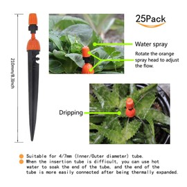 CTKcom Micro Spray Adjustable 360 Degree Water Flow Irrigation Drippers on Stake Emitter Drip System,Pack of 25