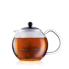 Bodum Assam Tea Press with Glass Handle and Coloured Plastic Lid, 0.5 L (17 oz) - Black