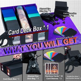 Scimi Extra Large Card Storage Box Holds 3600+ Cards Compatible with 12 Small Deck Boxes, Includes Cthulhu Dice Bag, 10 Colorful Dividers, 4 Protective Foam Pads, Perfect for MTG（Black/Purple）