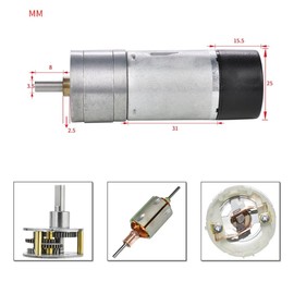 LVLOZ Dc Motor Gears Reduction Gear Micro Gearbox Motor GM25-370 High Torque 6v Dc Electric Motor Brushes Gear Reduction Box with Encoder Hobby Motor (Size : 620rpm, Color : 6V)