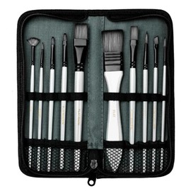 CHENLONB Paint Brushes Art Supplies Brushes Nylon Paint Brushes Flat Round Fan Watercolor Acrylic Oil Painting Multi-Purpose Paint Brushes Set of 10 with Storage Box (White)