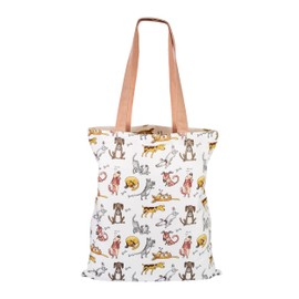 SPOTTED DOG GIFT COMPANY Canvas Tote Bag for Women, Reusable Shopping Bag, Thick Cotton Fabric Grocery Bag with Long Handles, Foldable with Dogs Design, Gifts for Dog Lovers Owners 38 x 42 cm