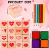 Zayvor Valentine Stamps Set, Valentine Stickers Bulk,Colored Pencil,Wooden Rubber Stamp