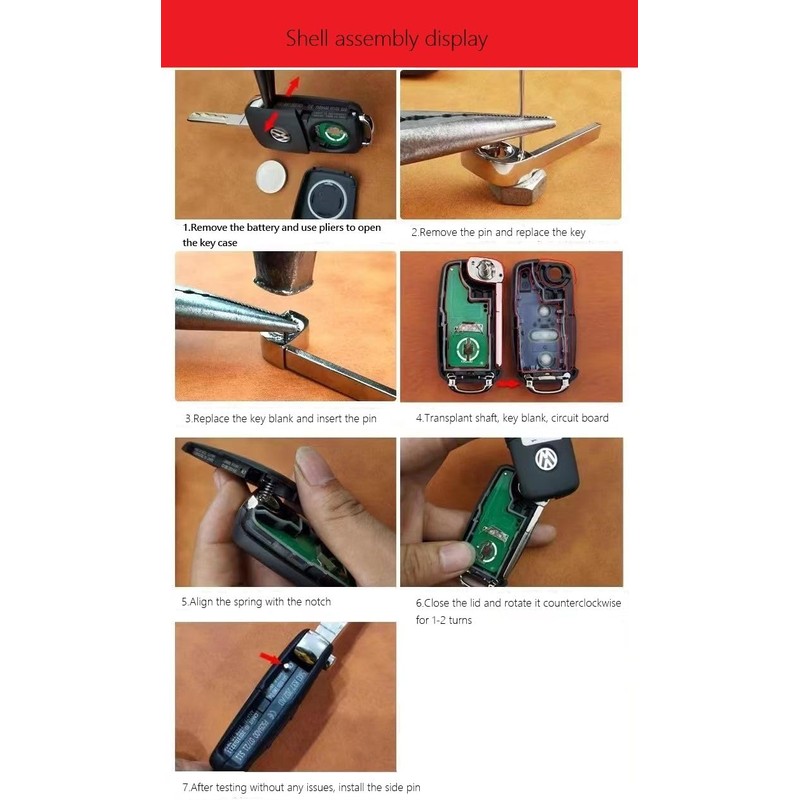 Batheidon 2 Button Car Key Shell Compatible with VW Transporter