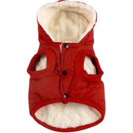 Vecomfy Fleece Lining Extra Warm Dog Hoodie in Winter for Large Dogs Jacket Pet Coats with Hooded,Red XXXL