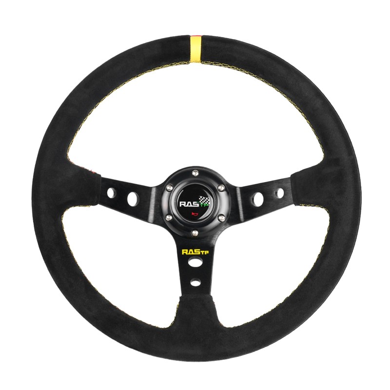 RASTP Universal Racing Steering Wheel Suede Deep Dish 13.58”/345mm 6