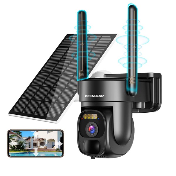3K Wireless Wifi Surveillance Camera, HD 5MP Outdoor Solar Camera, PTZ Security Camera, 355° PAN and Tilt 110°, 80M Colour Night Vision, AI Human Detection, Two-Way Audio