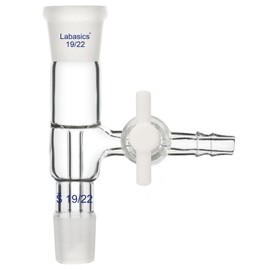 Labasics Glass Adapter, Vacuum Borosilicate Vertical Glass Adapter Removal, Vacuum Take-Off Adapter with PTFE Stopcock, Standard 19/22 Connection