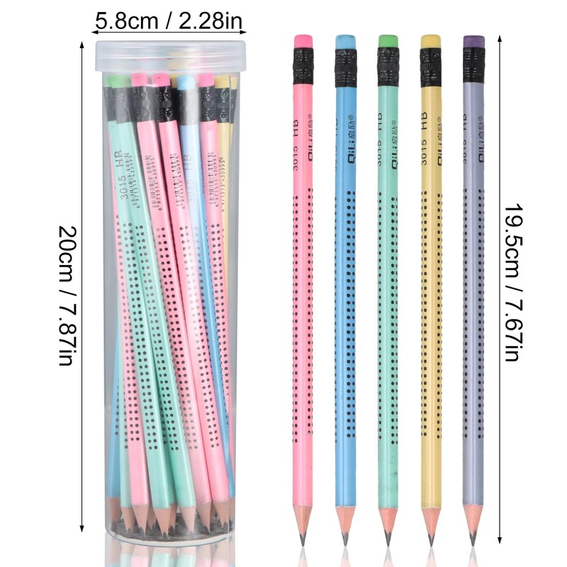 heavenlife Pack of 30 HB Pencils, Pencil with Eraser, Triangular