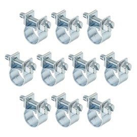 PATIKIL 10 Pcs 10-12mm Mini Fuel Injection Hose Clamps Zinc Plated Adjustable Clamp
