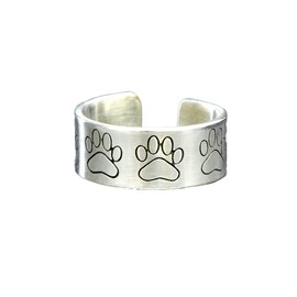 silver paw print toe ring