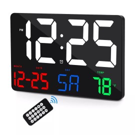 Ygdigital Digital Wall Clock,11.5" LED Digital Alarm Clock Large Display,with Remote Co...
