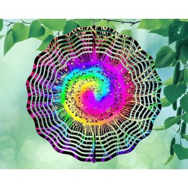Liberty Flags & Gifts 10" Neon Tie Dye Flower Swirl Hanging Wind Spinner Yard Decor 3D Kinetic rws-006