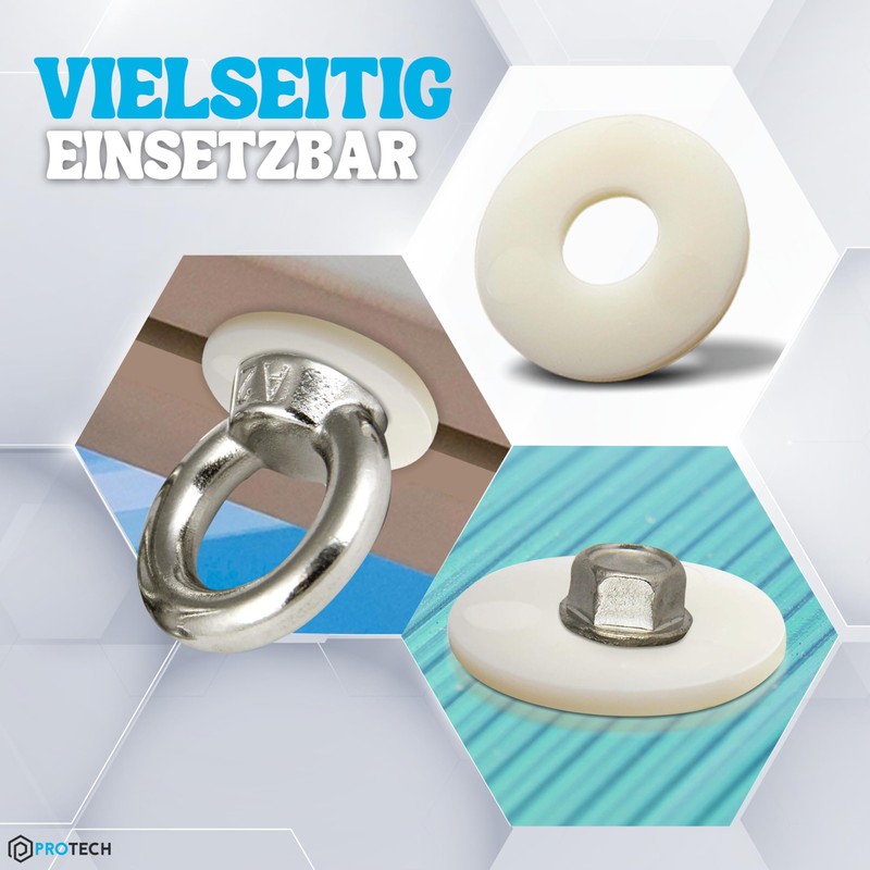 PROTECH Pack of 50 Large Polyamide Washers DIN 9021 M8