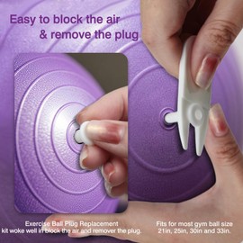 5 Air Stopper Plugs + 1 Remover Tool – Exercise Ball Plug Replacement Kit for Yoga Balls, Bouncing Balls & Inflatable Beds