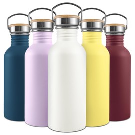 Bambaw Water Bottle 16 oz Stainless Steel, White Water Bottle for School, Non Insulated Water Bottle, Stainless Steel Water Bottle Dishwasher Safe, Metal Water Bottle Small Size – Polar White