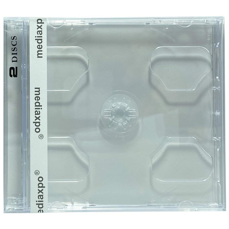 mediaxpo 50 Standard Clear Smart Tray Double CD Jewel Case
