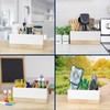 AuldHome Wood/Enamel Utensil Holder, Mango Wood 3-Compartment Farmhouse Cooking Caddy