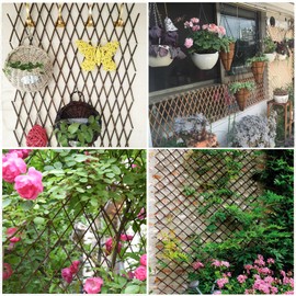 Wesky Expandable Lattice Fence Willow Trellis Panel Plant Support，Garden Lattice for Climbing Plants Outdoor(4)