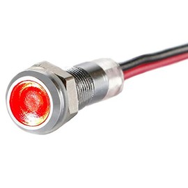 LED Indicator Light - 6 mm - V2A Stainless Steel - AC/DC 6V-24V - Dust and Waterproof IP67 - Red