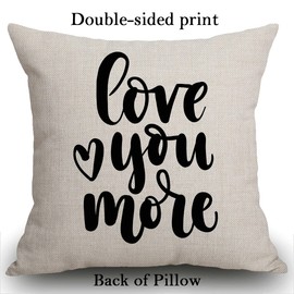 Smooffly Cushion Cover 45 x 45 cm - Love You More, Calligraphy, Home Decor, Wedding Gift, Engagement Present, Housewarming Gift, Throw Pillow 18X18 inches