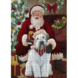 Santa's Christmas Surprise Wheaten Terrier Dog Jigsaw Puzzle for Adults - Animal Printed Interlocking Puzzle Game Artwork - Gift for Dog Lover's- 500 Pcs 14"x20", PZLE59669