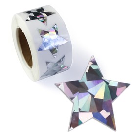 Aurora Roll Stickers RLS-014 Silver, Silver, Star Seals, Gift Stickers, Wrapping, Decoration, Stickers, Sparkle, Approx. 1.0 x 1.0 inches (25 x 25 mm), Large Capacity