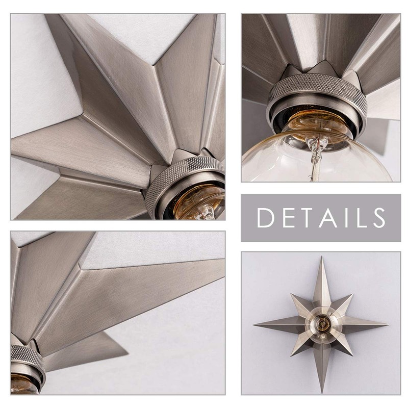 VILUXY Flush Mount Ceiling Light, Satin Nickel Star Light Fixtures