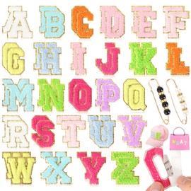 Chenille Letter Patches Self-Adhesive for Bags: NICEVINYL Colorful 52PCS Varsity Letters Stick on Patch with Pins for Fabric - Preppy Embroidered Sticker Patches for Clothing Hats Jackets