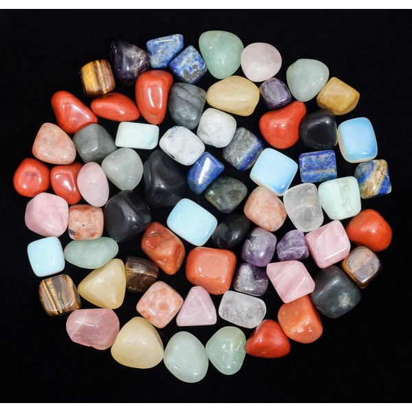 ZAICUS 1lb Mixed Tumbled Stones | Polished Crystals Healing | Natural Stones | Feng Shui | Chakra Balancing | Luck | Reiki Gift | Home Decor | Size 20-25mm