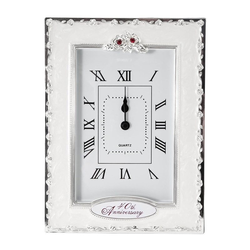 Happy Homewares Traditional 40th Anniversary Clock in White Epoxy with