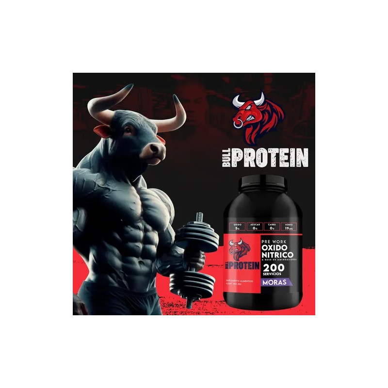 Oxido Nítrico Bull Protein 1kg En Polvo 200servicios Sabores