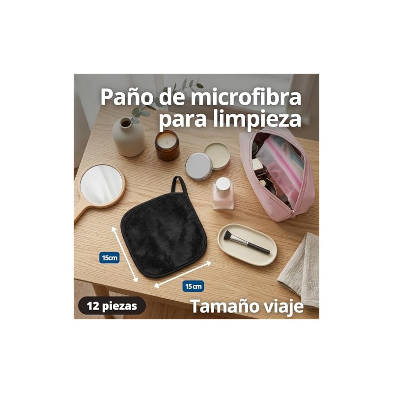 Triko 12 Pads Desmaquillantes Reutilizables de Microfibra con Bolsa de
