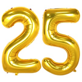 25 Gold Balloons 40 Inch Number 25 or 52 Big Giant Jumbo Huge Foil Mylar Balloons 25th 52nd Birthday Balloons Men Women Party Decorations