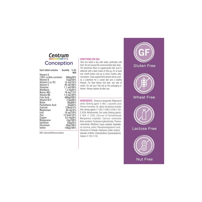 Centrum Conception Vitamins for Women, Fertility Supplements with 400μg Folic