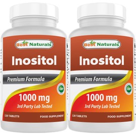 Best Naturals Inositol 1000 mg 120 Tablets (120 Count (Pack of 1)) (120 Count (Pack of 2))