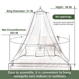 BUHUA Mosquito Net Bed Canopy, King Canopy Bed Curtains Queen Size from Ceiling, Dome Mosquito Netting Bed Tent Twin Girls Princess Canopy Bed Decor for Baby Crib, Kid Bed and Adult Beds(White)