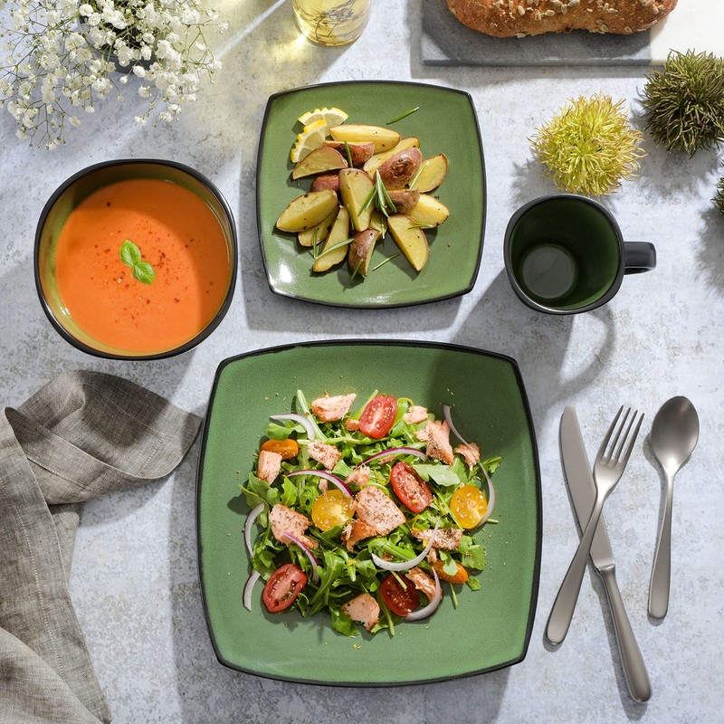 Gibson Elite Soho Lounge 16 Piece Dinnerware Set, Green