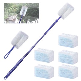 Aphromirel Pack of 50 Dust Magnet Refill Set with 1 Handle and 1 Telescopic Rod Dusters Cleaning Dust Cloth Refill for Home School Office Pet Hair Dust Dirt