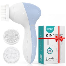 cepillo para polvo de limpieza facial: COSLUS 3 en 1 JBK-D limpiador eléctrico exfoliante giratorio, impermeable, limpieza profunda, exfoliación, máquina de spa, sistema electrónico de lavado de piel para acné