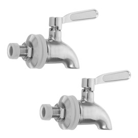 TEHAUX 2pcs Stainless Steel Beverages Spigot Cap Replacement Cold Hot Water Spigot Handle Juice Dispenser Handle Water Bucket Dispenser Replacement Parts Silver