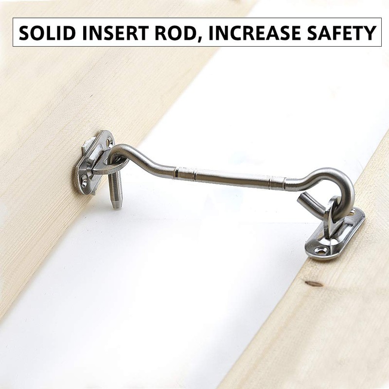 2 Pcs Gate Hook and Eye, Cabin Hook Swivel Latch