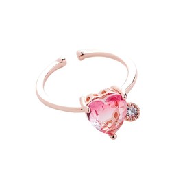YIQPKUM Elegant Rose Gold Plated Heart Rings for Women Dainty Cubic Zirconia Crystals Jewellery Accessories Statement Gifts Charms (Pink)
