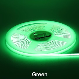 MALIIGAZA 3mm COB Strip Light, DC 12V Green 16.4ft Flexible Cuttable Ultra-Thin LED Tape CRI>90 Uniform Dotless 400LEDs/M LED Light for Christmas Bedroom Home Kitchen Cabinet Decor (NO Power Supply)