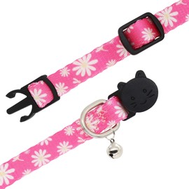 Giecooh Cat Collar, 2 Pack Breakaway Collar with Bells, Safety Buckle Kitten Collars for Boy and Girl Cats, Blue + Pink Flower