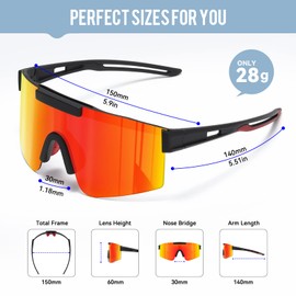 konqkin Cycling Glasses-Sports-Sunglasses-Mens-Womens-Polarised Sun Glasses UV400 Protection Ski Goggles Outdoor Bicycle Motorbike Driving Fishing Hiking,black