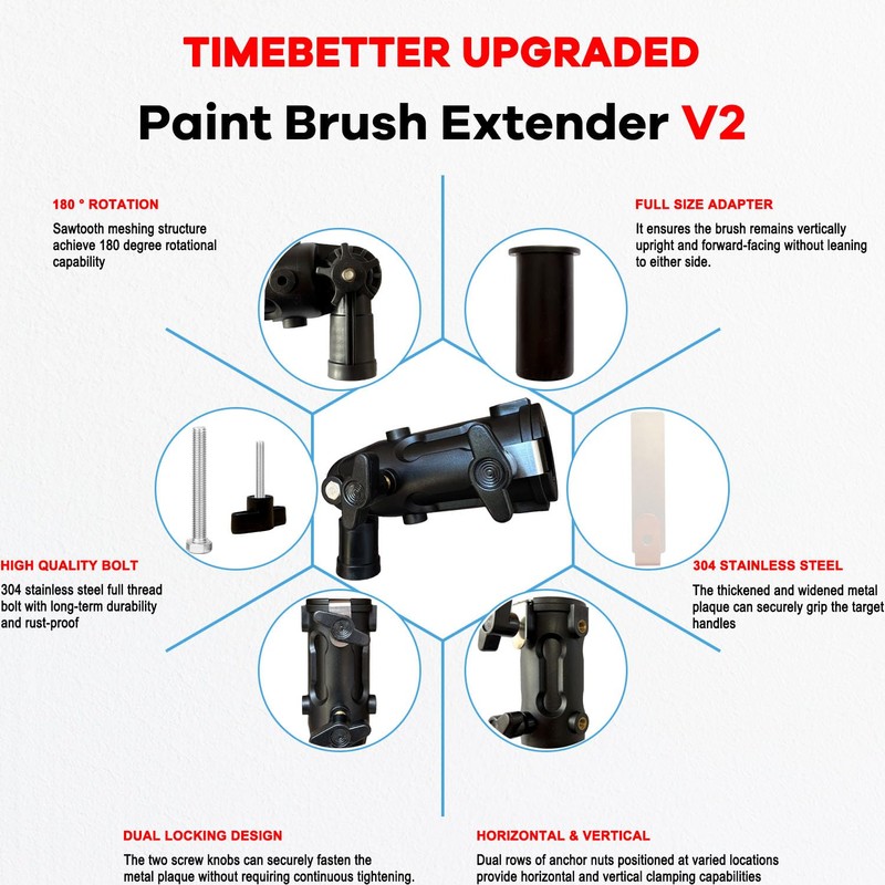 Multi Angle Paint Brush Extender V2, Long Handle Paint Brush,