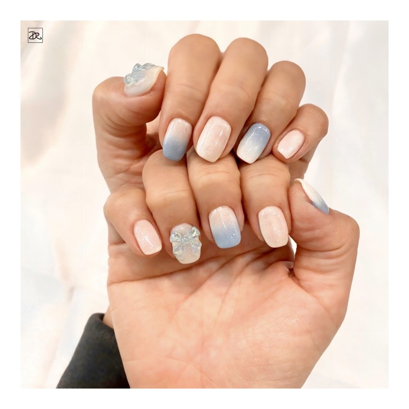 Dara Beauty April Art of the MonthTwo-tone Gra Ribbon Nails❣