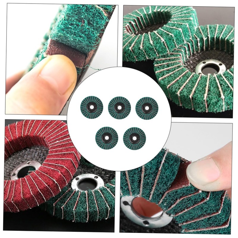TEHAUX 5pcs Angle Sanding Wheel Cleaning Impeller Clip Green Scouring
